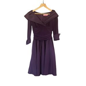 Eliza J Dark Purple Long Sleeve Dress